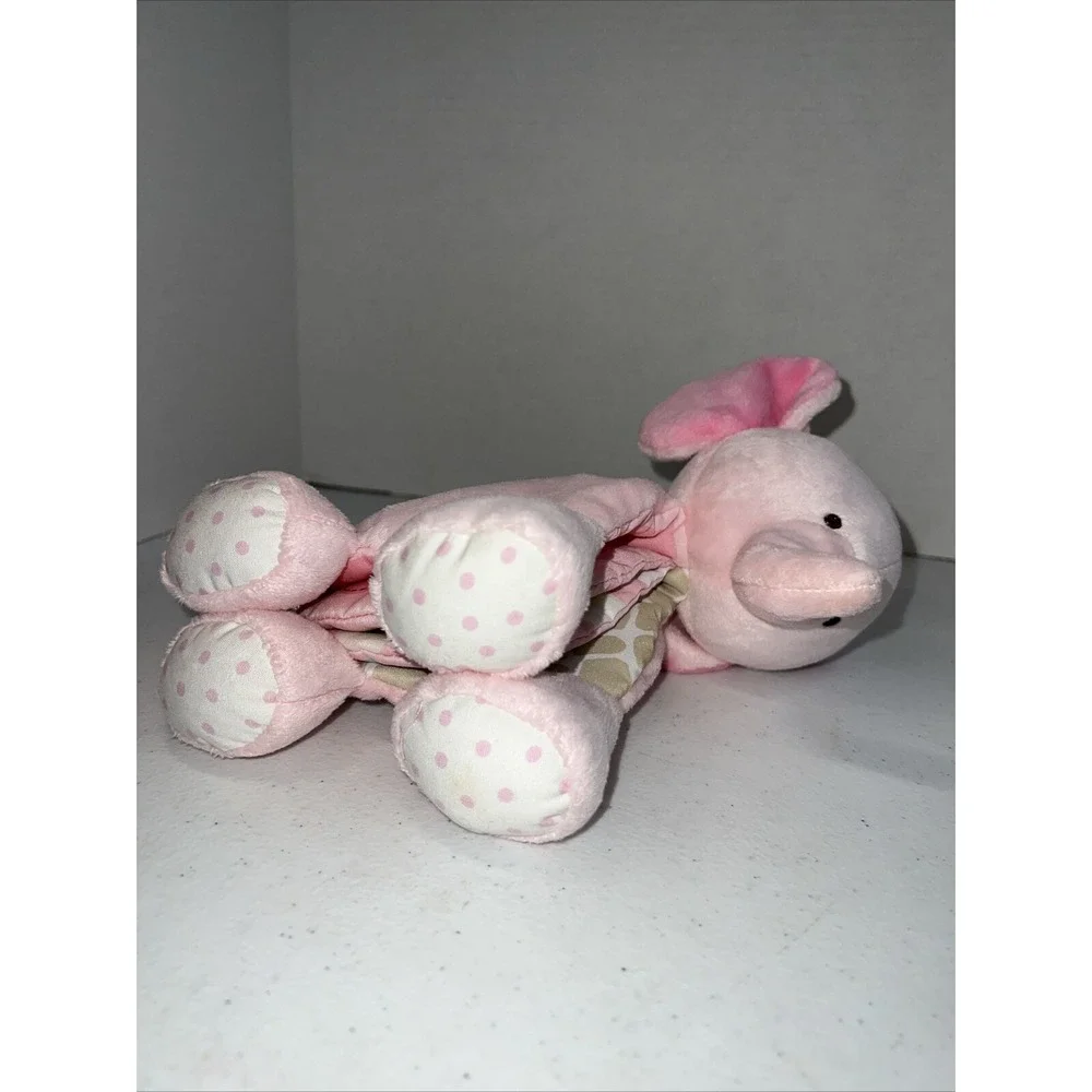 Carter's Pink Elephant Plush Cloth Baby Book Rattle 8